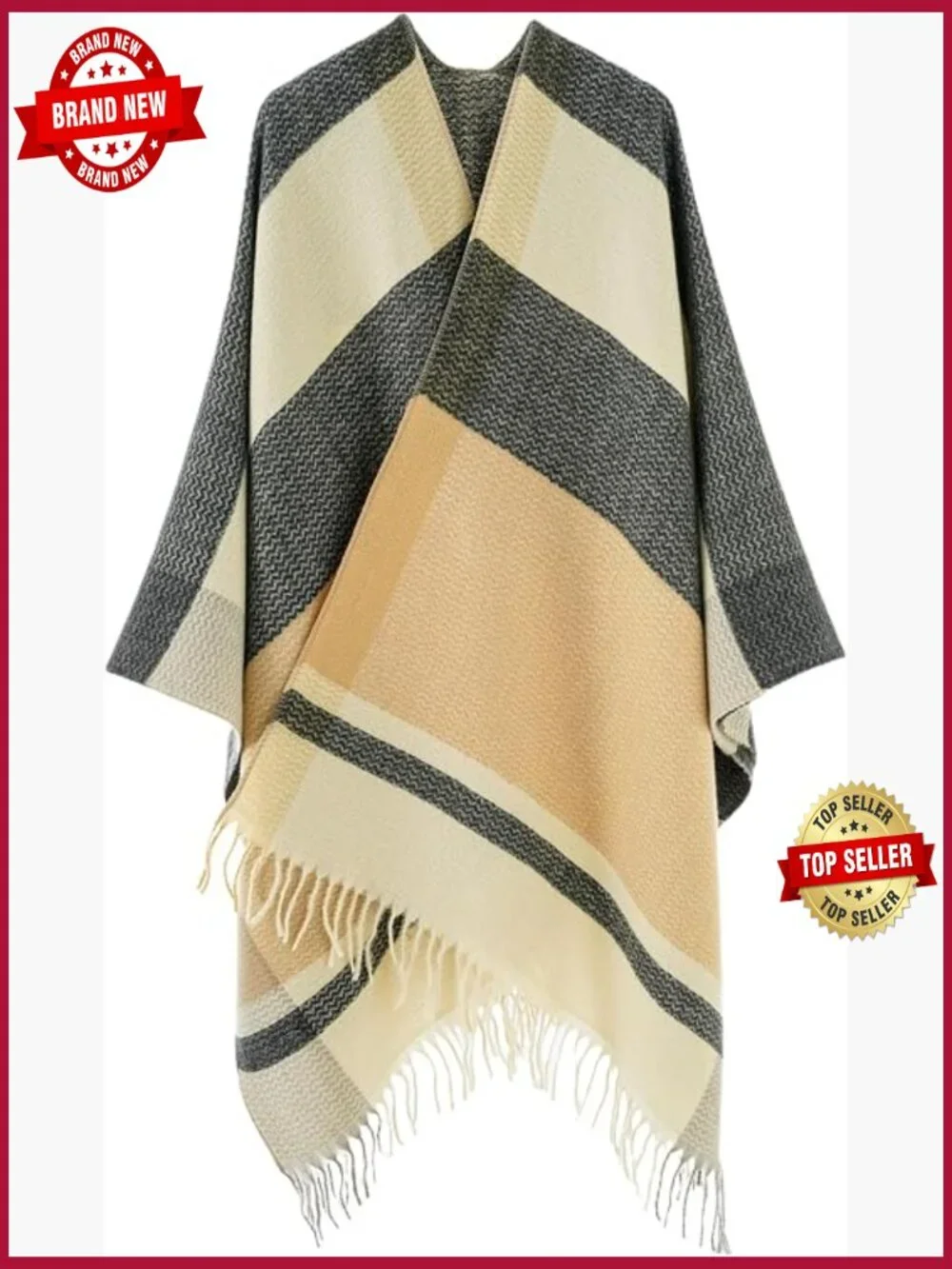 Soft Open Front Shawl Cape, Oversized Poncho Cardigan for Women